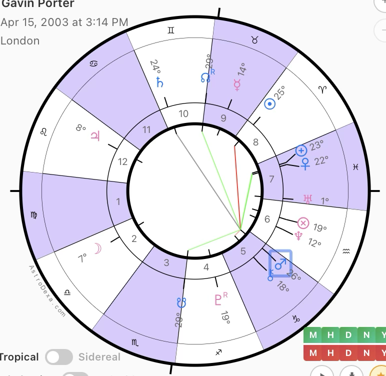 Planet focus with highlighted aspects